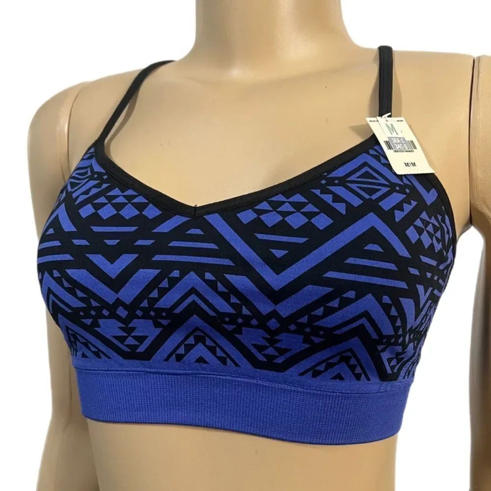 Victoria’s Secret Pink YOGA / Lounge racerback unlined Bralette bra blue / black